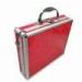 Aluminum Tool Case, Pink PU Finish Surface with Silver Aluminum Frame