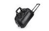 Durable waterproof PVC roller trolley travel bag black with two accessory pockets