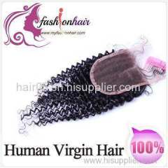 Middle Part Virgin Brazilian Human Hair Lace Closure Kinky Curly