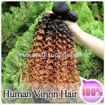 100% Virgin Human Ombre Hair Weave Kinky Curly Weft