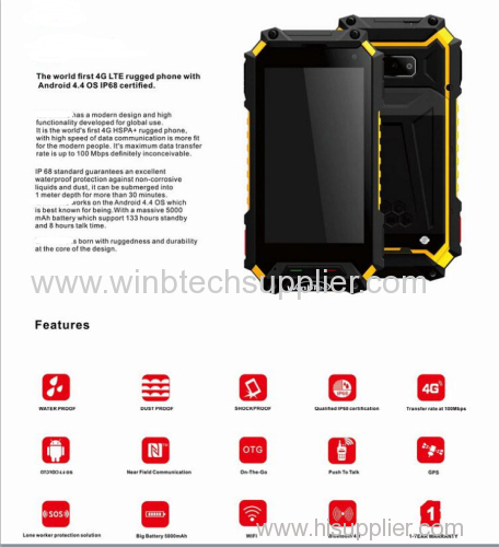 FDD LTE quad core octa core soft ptt push to talk gps glonass waterproof phone ip68 military use construction use