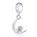 Wholesale European Style Sterling Silver Dangle Moon and Star Beads with Red CZ Stone