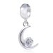 Wholesale European Style Sterling Silver Dangle Moon and Star Beads with Red CZ Stone