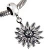 European Sterling Silver Dangle Sunflower Charm