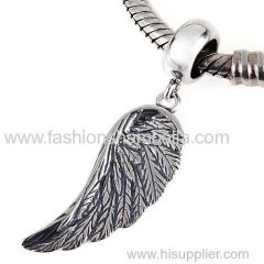 European Sterling Silver Dangle Wing Charm