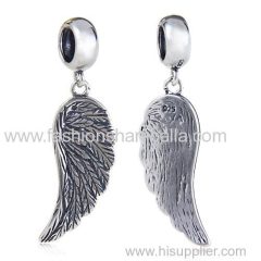 European Sterling Silver Dangle Wing Charm