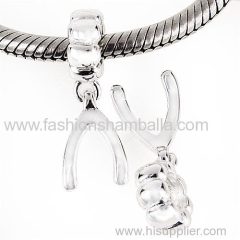 Wholesale European Sterling Silver Dangle Wishbone Charm