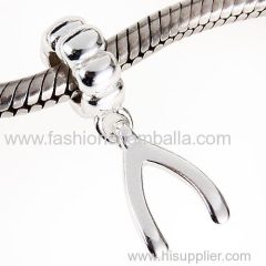 European Sterling Silver Dangle Wishbone Charm