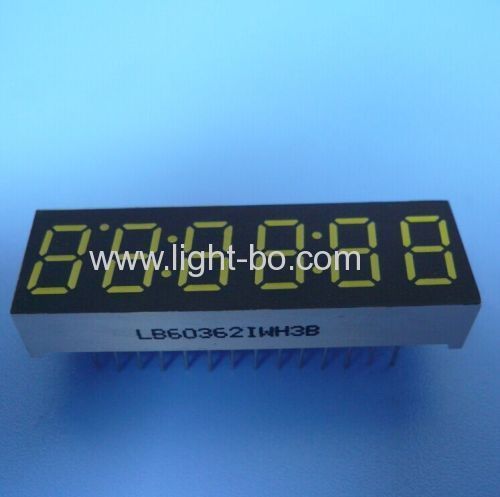 Display orologio a led ultra bianco da 0,36 pollici a 6 cifre a 7 segmenti per quadro strumenti