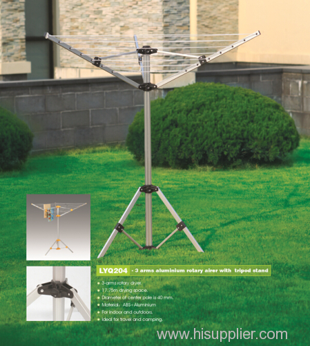 3arms aluminium rotary airer with tripod stand