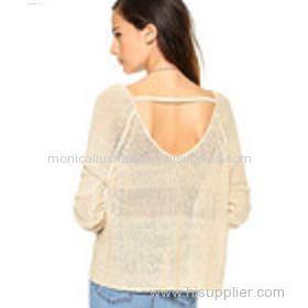 women's hand knitted deep back pullover