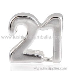 European Sterling Silver Birthday Milestones Number 21 Charm Beads