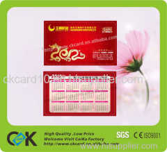 Hot sale Pvc Wallet Calendars Card of guangdong