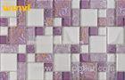 Interior White And Purple Crystal Glass Mosaic Tiles , Ice Crackle Glass Tile
