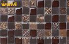 No Deformation Square Ceramic Glass Stone Mosaic Tiles With Crystal Chip