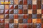 Contruction Material Brown Glass Ceramic Mosaic Tiles With Electroplate Flower