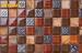 Contruction Material Brown Glass Ceramic Mosaic Tiles With Electroplate Flower