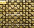 Public Hall Decor Glitter Gold Mosaic Tiles , Mosaic Glass Wall Tiles