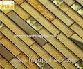 TV Backgound Wall Strip Gold Mosaic Tiles , Metal And Glass Mosaic Tile