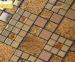 Proffesional Non - Toxic Square Iregular Gold Glass Mosaic Tiles With CE