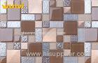 Heat Insulation Mesh Mounted Kitchen Mosaic Tiles / 8mm Thickness Glass Metal Tile