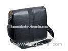 Black Goat Leather Mens Messenger Bag
