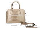 Small Nude Womens Leather Tote Bags with long detachable shoulder strap
