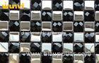 White And Black Stainless Steel Mixed Mosaic Beveled Glass Subway Tile