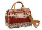 Gold / Red Patent Leather Handbag for Womens , Detachable Shoulder Strap