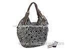 Silver Grey Quilted Soft Nylon Big Hobo Bags with Polished chrome hardware