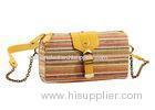 Custom Ladies Striped PU Leather clutch Bags in Hard Framed Shape