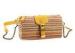 Custom Ladies Striped PU Leather clutch Bags in Hard Framed Shape