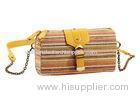 Custom Ladies Striped PU Leather clutch Bags in Hard Framed Shape