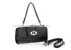 Small Black PU Leather Bag Croco Embossed Girls Shoulder Bags