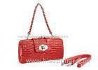 Small Red PU Leather Womens Crossbody Bag with 16 Card Pockets