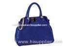 Suede on Front Royal Blue Womens Leather Bag with Crystal Turn Lock Detail