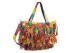 Fashion Patchwork Leather Bag with Fringes on Front and Striped Backside