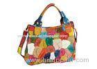 Multi Color Ladies Patchwork Tote / Medium Sized Handbags Customized