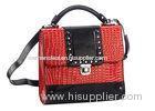 Black Red Croco PU Ladies Fashion Backpack with Detachable Back Strap