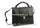 Custom Ladies Fashion Leather Backpack Handbags Black , Cotton Lining