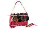 Quilted Soft PU Red Fur Bag Womens Leather Tassel Bag for Autumn , Winter