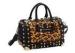 Leopard Print Horse Fur Handbags Genuine Leather Studded Tote Bag