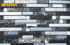 Dark Gray Color interior Glass Mosaic Backsplash Tile With Stainless Steel