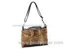 Natural Ribbit Fur Handbags with Leather Handles / Long Shoulder Strap