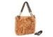 Apricot Ostrich Hair Brown Leather Shoulder Bag with Two Shoulder Strap