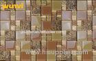 Restaurant Metal And Glass Chip Mosaic Floor Tile With Flowers 300 300mm