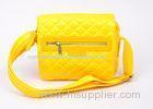 Waterproof Yellow Nylon Shoulder Bag with Leather Badge for Ladies