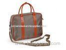 Khaki Womens Laptop Satchel Nylon Bag with Leather Handles for Office Lady