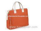 Large oversized Tote Women Nylon Bag With Leather Handles , Orange