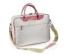 Beige Womens Nylon Bag With Leather Handles , 13 inch Laptop Bag